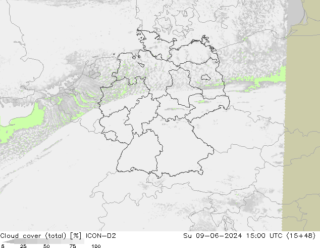 Nubes (total) ICON-D2 dom 09.06.2024 15 UTC