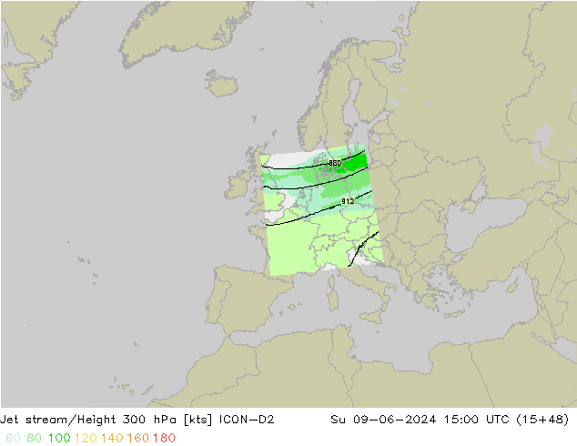 Straalstroom ICON-D2 zo 09.06.2024 15 UTC