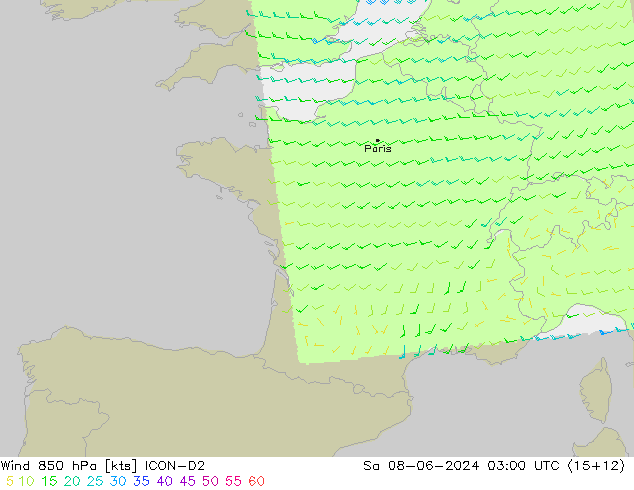  850 hPa ICON-D2  08.06.2024 03 UTC