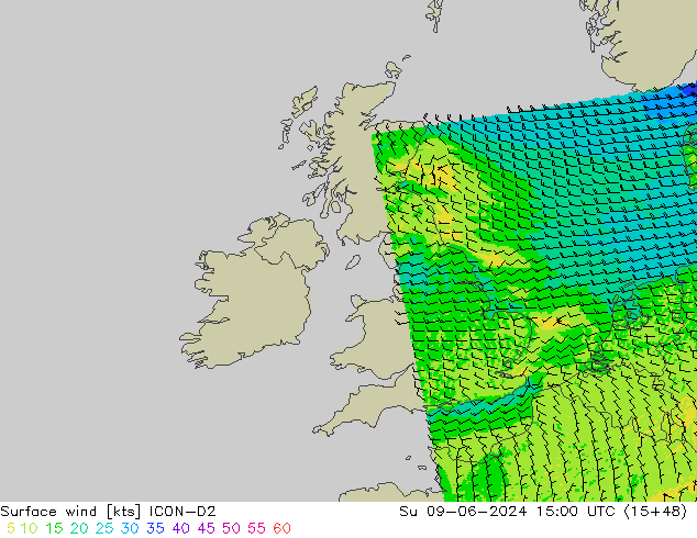 Surface wind ICON-D2 Ne 09.06.2024 15 UTC