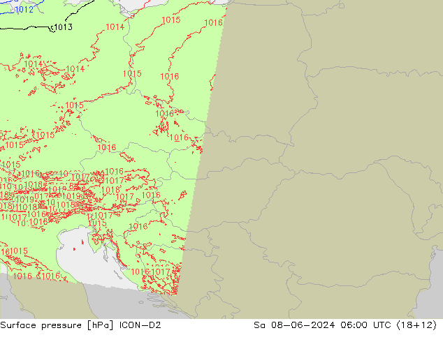 Yer basıncı ICON-D2 Cts 08.06.2024 06 UTC