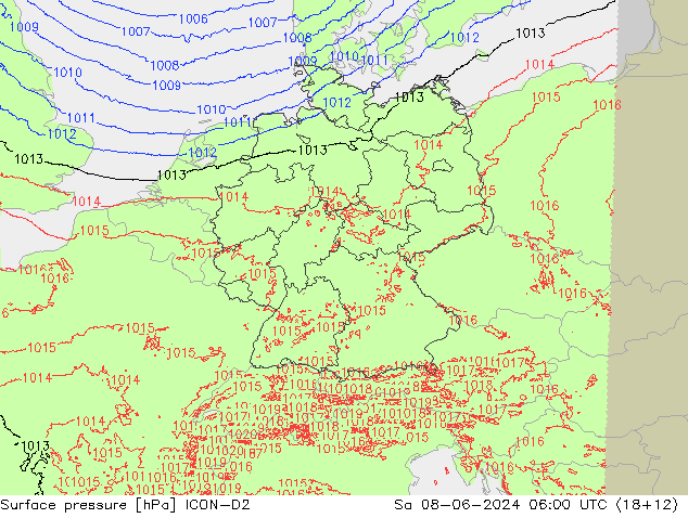 Yer basıncı ICON-D2 Cts 08.06.2024 06 UTC