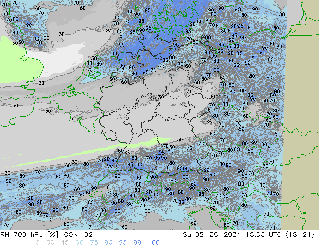 RH 700 hPa ICON-D2  08.06.2024 15 UTC