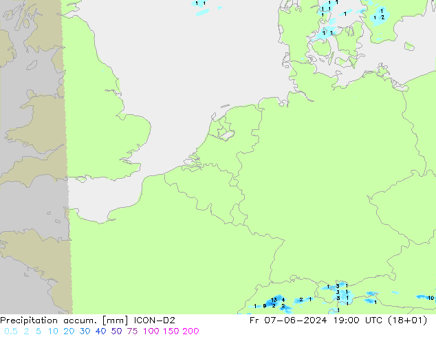 Totale neerslag ICON-D2 vr 07.06.2024 19 UTC