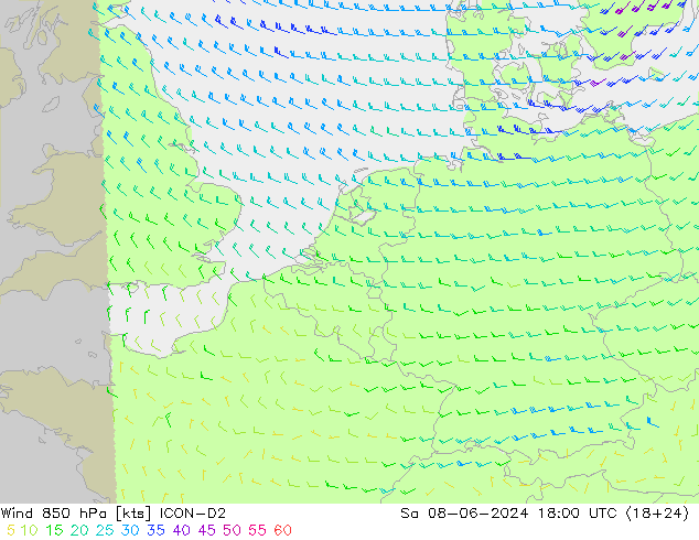  850 hPa ICON-D2  08.06.2024 18 UTC