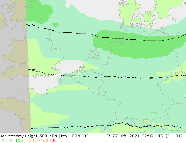 Straalstroom ICON-D2 vr 07.06.2024 22 UTC