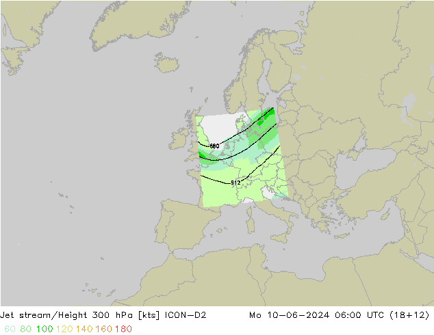 Jet Akımları ICON-D2 Pzt 10.06.2024 06 UTC