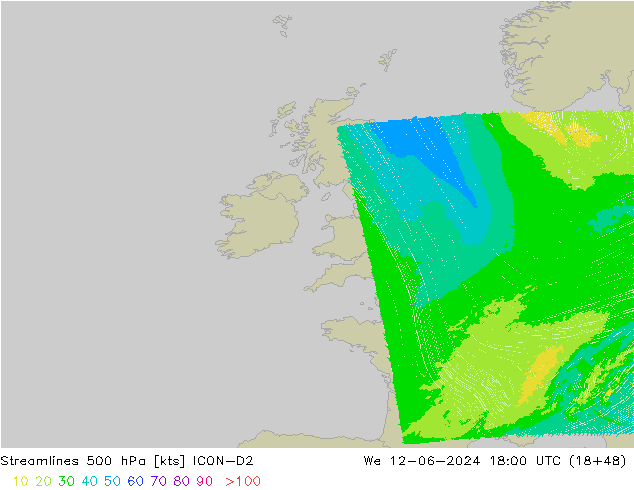 Linea di flusso 500 hPa ICON-D2 mer 12.06.2024 18 UTC