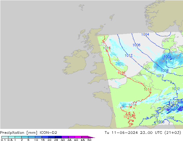 Niederschlag ICON-D2 Di 11.06.2024 00 UTC