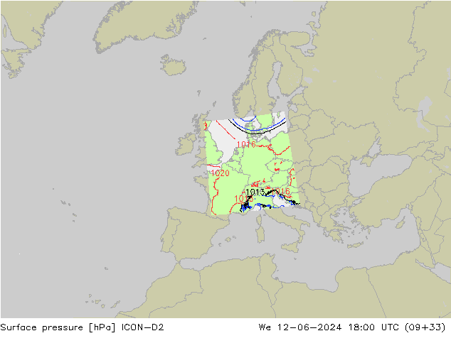 pressão do solo ICON-D2 Qua 12.06.2024 18 UTC