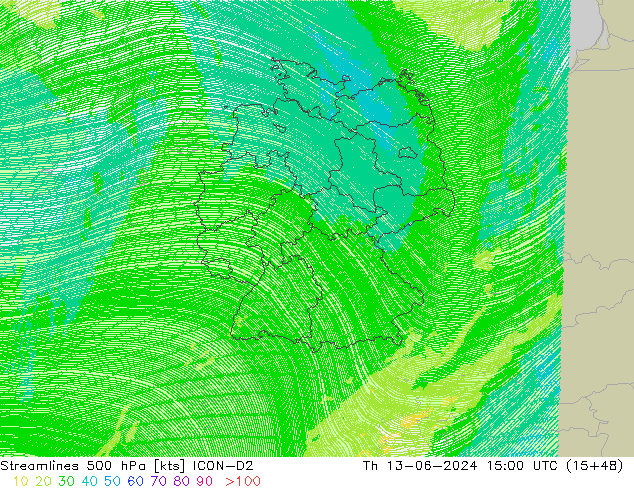 Rüzgar 500 hPa ICON-D2 Per 13.06.2024 15 UTC