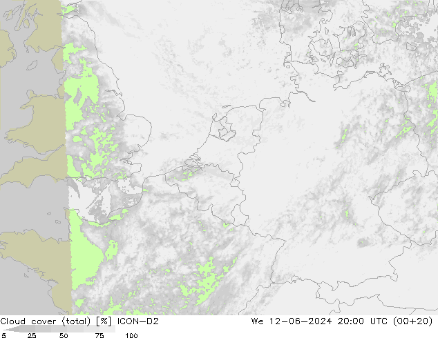 Nubes (total) ICON-D2 mié 12.06.2024 20 UTC