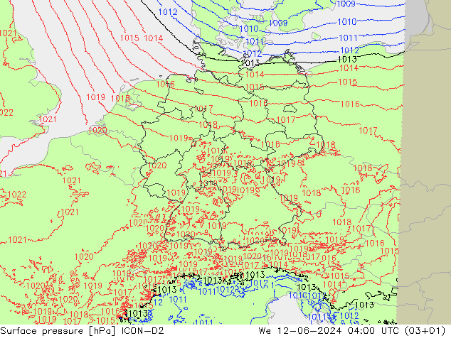 Yer basıncı ICON-D2 Çar 12.06.2024 04 UTC