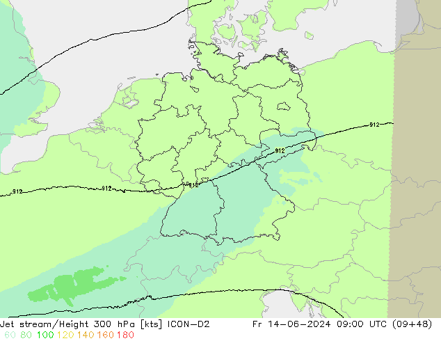 Courant-jet ICON-D2 ven 14.06.2024 09 UTC