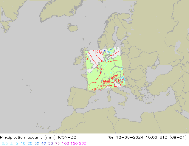 Precipitation accum. ICON-D2 ср 12.06.2024 10 UTC