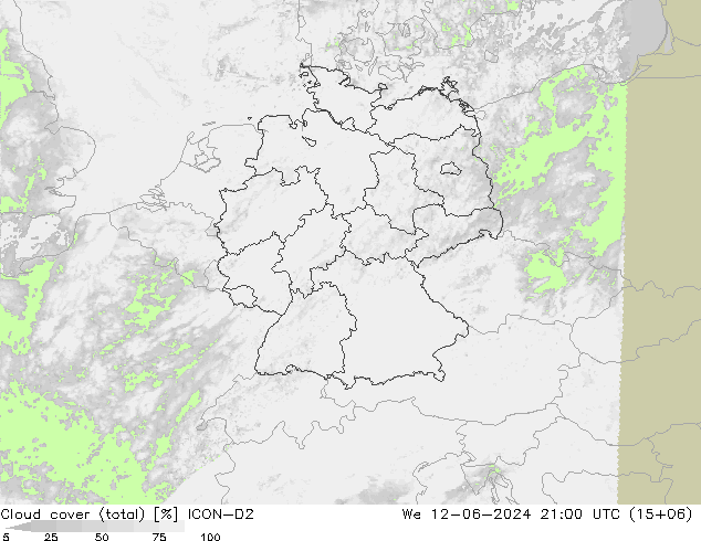 Bulutlar (toplam) ICON-D2 Çar 12.06.2024 21 UTC