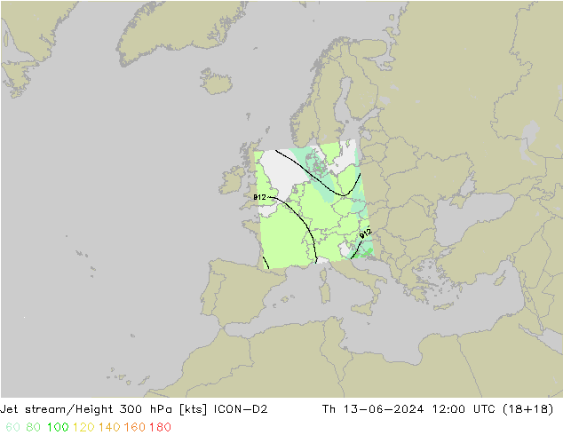 Courant-jet ICON-D2 jeu 13.06.2024 12 UTC