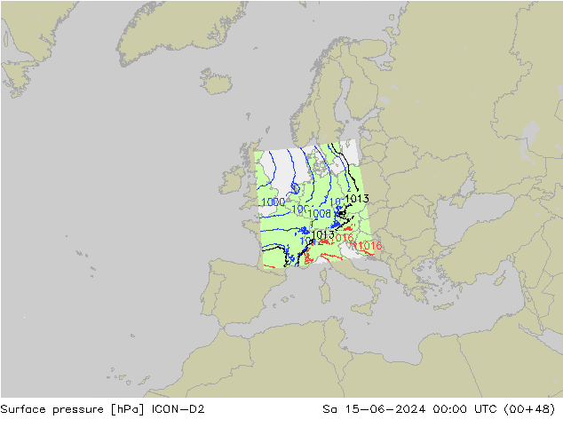 ciśnienie ICON-D2 so. 15.06.2024 00 UTC