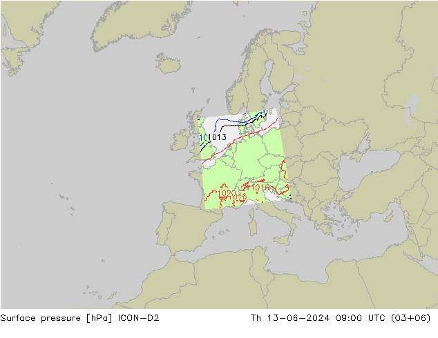 ciśnienie ICON-D2 czw. 13.06.2024 09 UTC