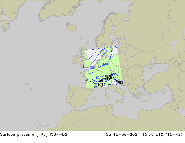 Luchtdruk (Grond) ICON-D2 za 15.06.2024 15 UTC