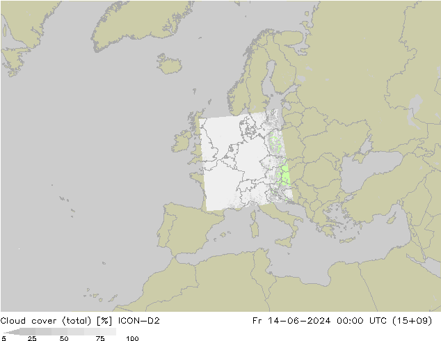 Bewolking (Totaal) ICON-D2 vr 14.06.2024 00 UTC