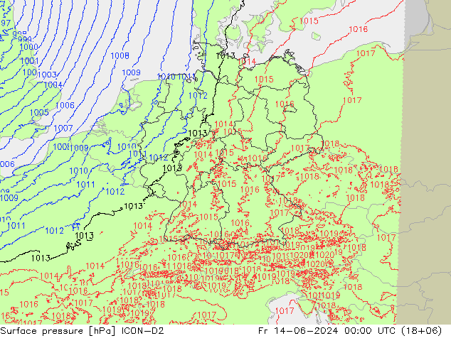 ciśnienie ICON-D2 pt. 14.06.2024 00 UTC