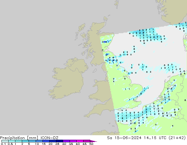 Niederschlag ICON-D2 Sa 15.06.2024 15 UTC