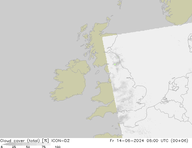 nuvens (total) ICON-D2 Sex 14.06.2024 06 UTC