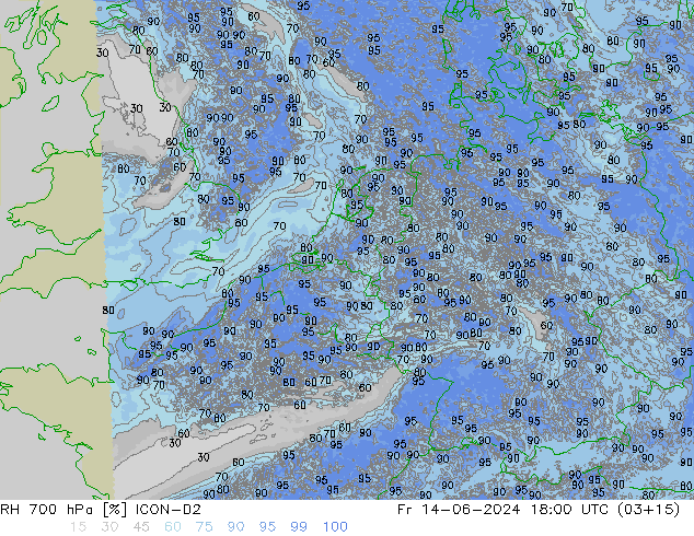 RH 700 hPa ICON-D2 Sex 14.06.2024 18 UTC