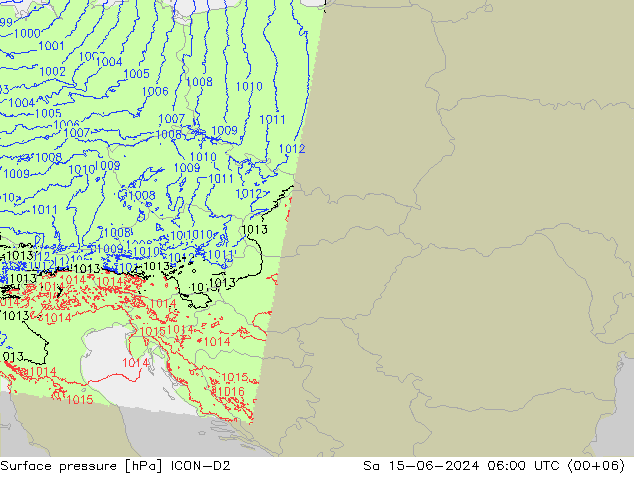 Yer basıncı ICON-D2 Cts 15.06.2024 06 UTC