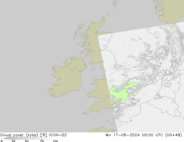 nuvens (total) ICON-D2 Seg 17.06.2024 00 UTC