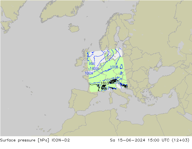 pression de l'air ICON-D2 sam 15.06.2024 15 UTC