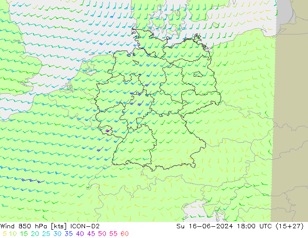 Wind 850 hPa ICON-D2 Ne 16.06.2024 18 UTC