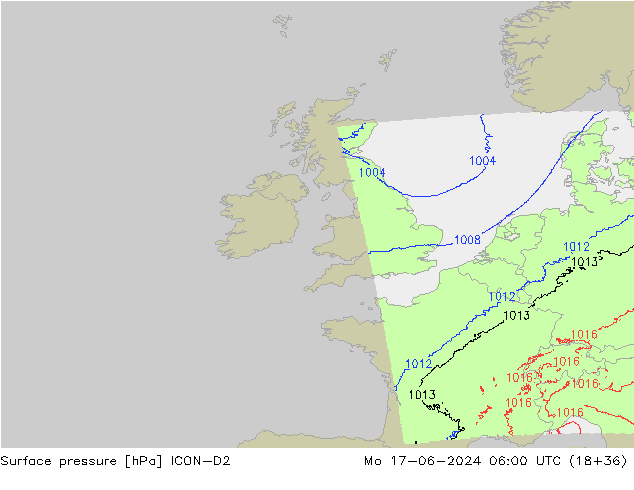 pressão do solo ICON-D2 Seg 17.06.2024 06 UTC