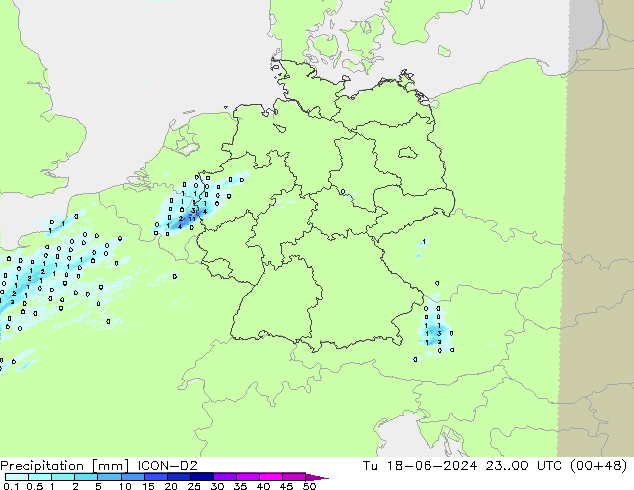 Precipitation ICON-D2 Tu 18.06.2024 00 UTC