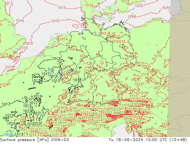 pression de l'air ICON-D2 mar 18.06.2024 12 UTC