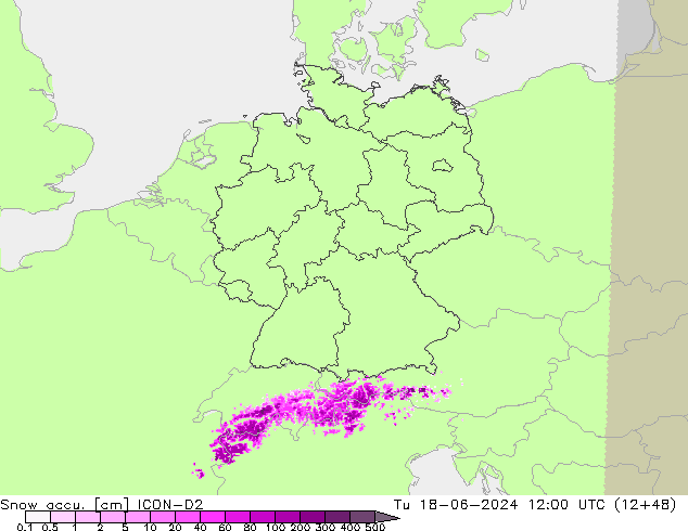 Schneemenge ICON-D2 Di 18.06.2024 12 UTC