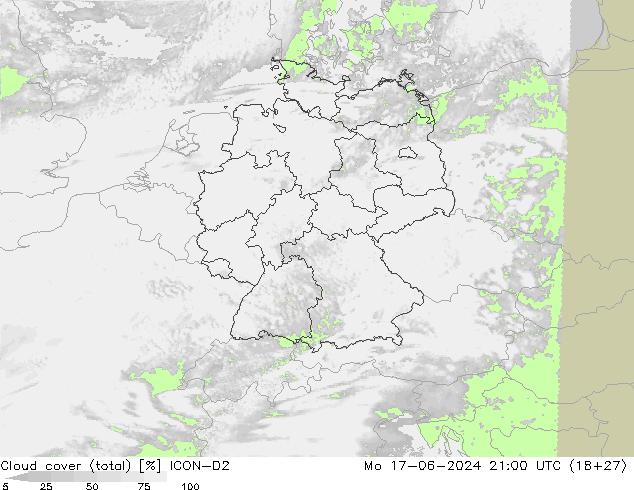 Bulutlar (toplam) ICON-D2 Pzt 17.06.2024 21 UTC