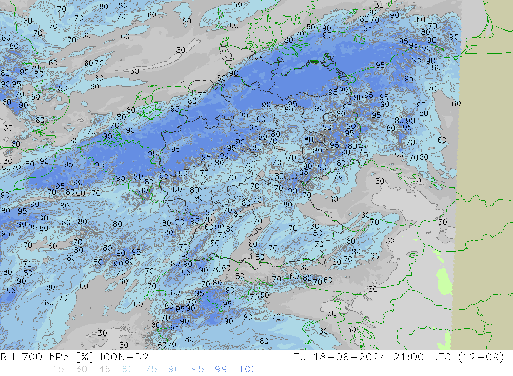 RH 700 hPa ICON-D2 mar 18.06.2024 21 UTC