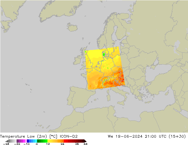 Min.  (2m) ICON-D2  19.06.2024 21 UTC