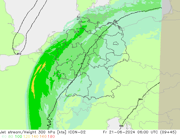 Prąd strumieniowy ICON-D2 pt. 21.06.2024 06 UTC