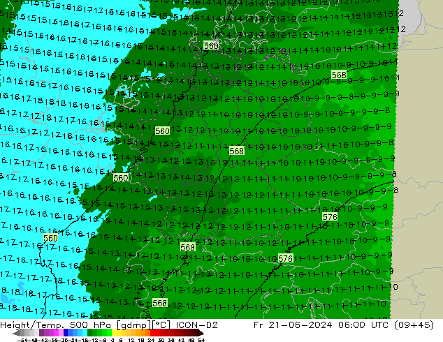 Height/Temp. 500 hPa ICON-D2  21.06.2024 06 UTC