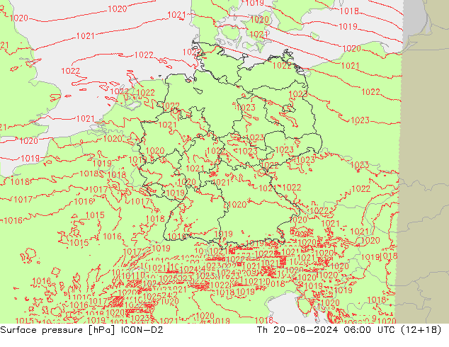 pression de l'air ICON-D2 jeu 20.06.2024 06 UTC