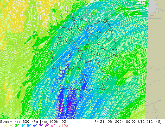  500 hPa ICON-D2  21.06.2024 09 UTC