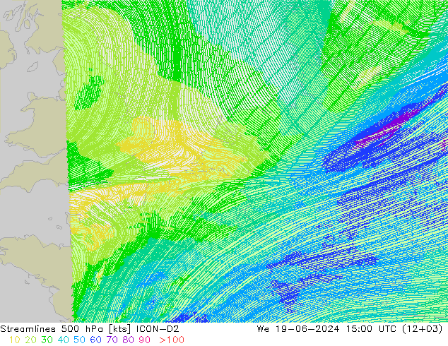 Rüzgar 500 hPa ICON-D2 Çar 19.06.2024 15 UTC