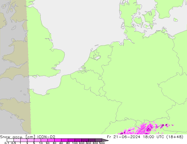 Totale sneeuw ICON-D2 vr 21.06.2024 18 UTC