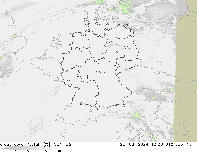 Wolken (gesamt) ICON-D2 Do 20.06.2024 12 UTC