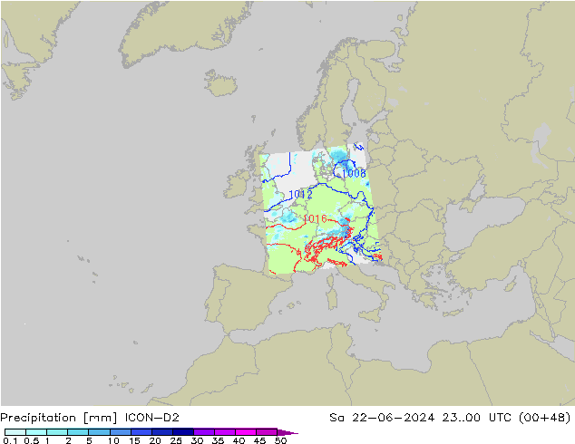 Precipitación ICON-D2 sáb 22.06.2024 00 UTC
