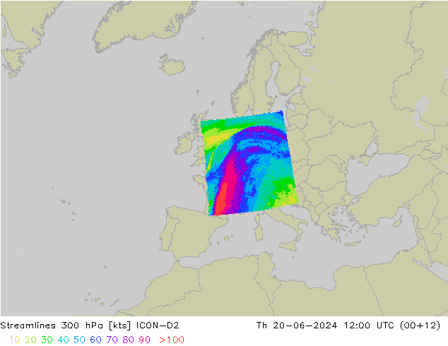 风 300 hPa ICON-D2 星期四 20.06.2024 12 UTC