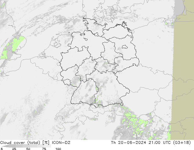 Bewolking (Totaal) ICON-D2 do 20.06.2024 21 UTC